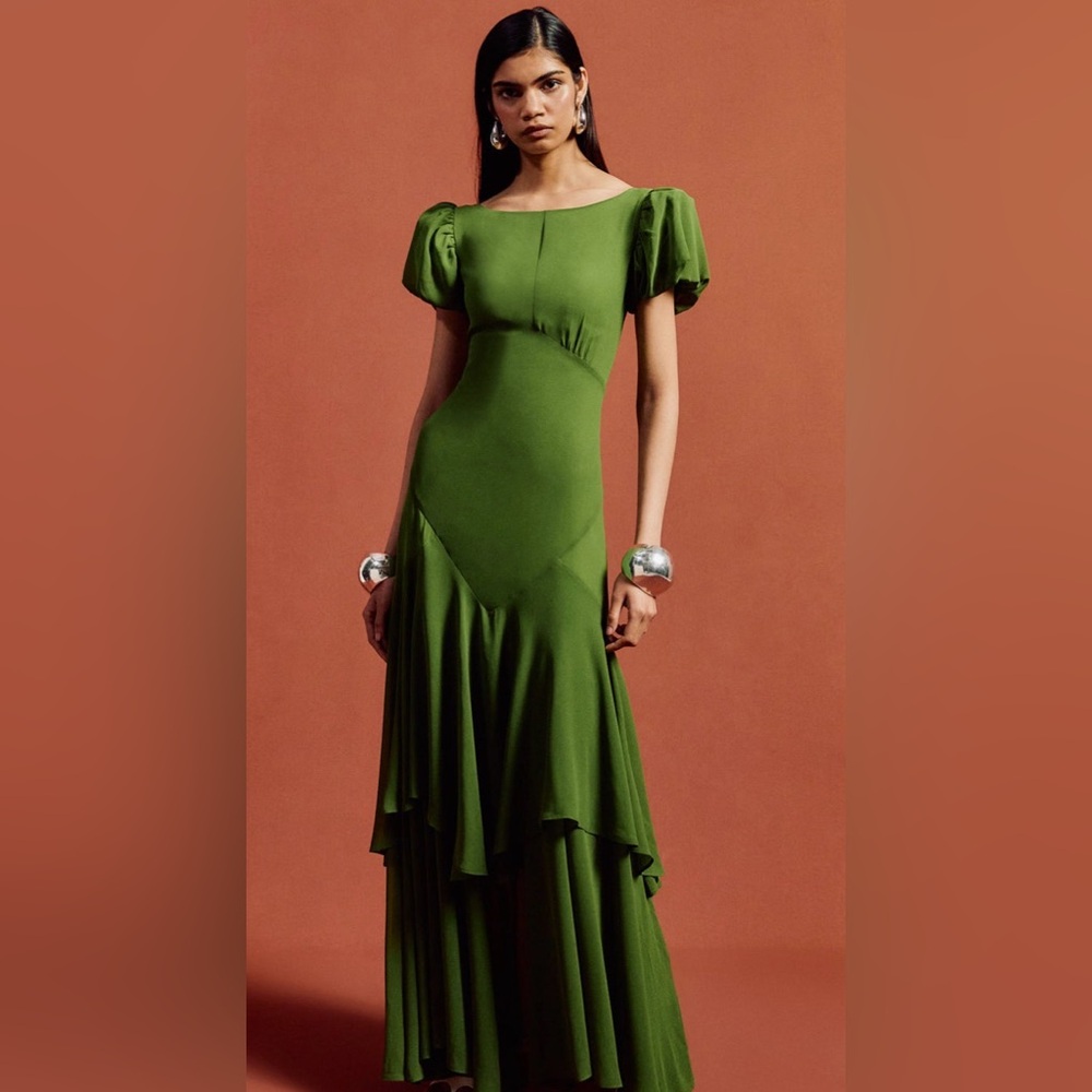 Anetta Chiffon Maxi Dress Forest Green